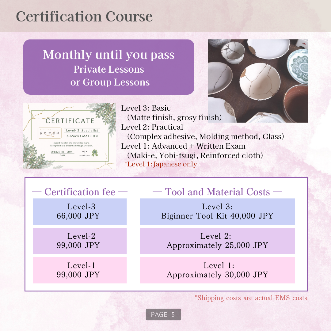 KINTSUGI JAPAN Natural kintsugi Certification Course